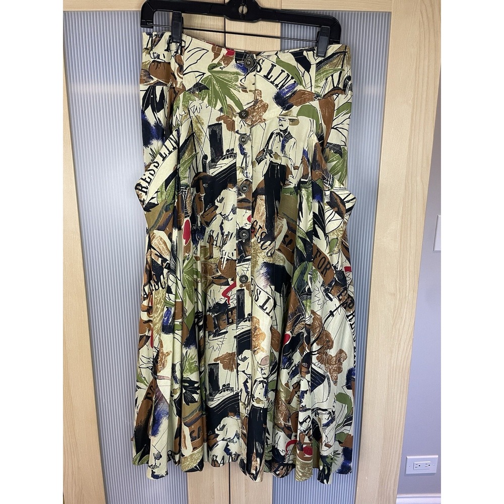 Vintage Crisca Women 38 US 6 High Waist Skirt Midi Peasant‎ Boho Coastal Retro